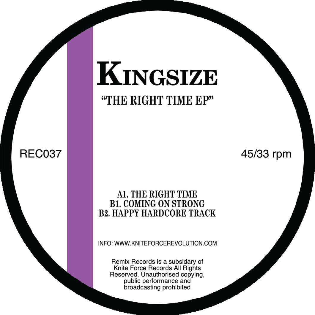 Kingsize - Remix Records - The Right Time EP - REC37 - 12