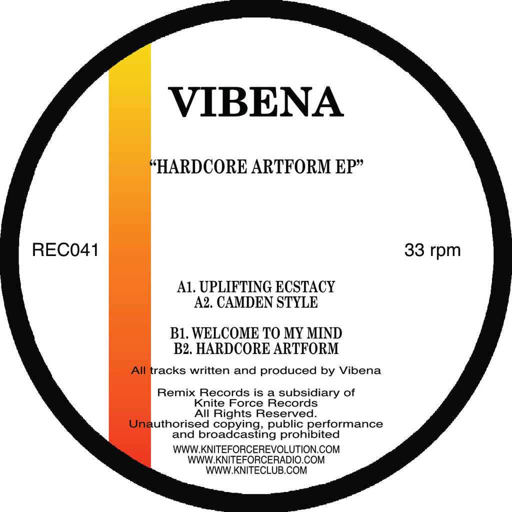 Vibena - Hardcore Artform EP - Remix Records - REC41 - Old Skool - 12" Orange Vinyl