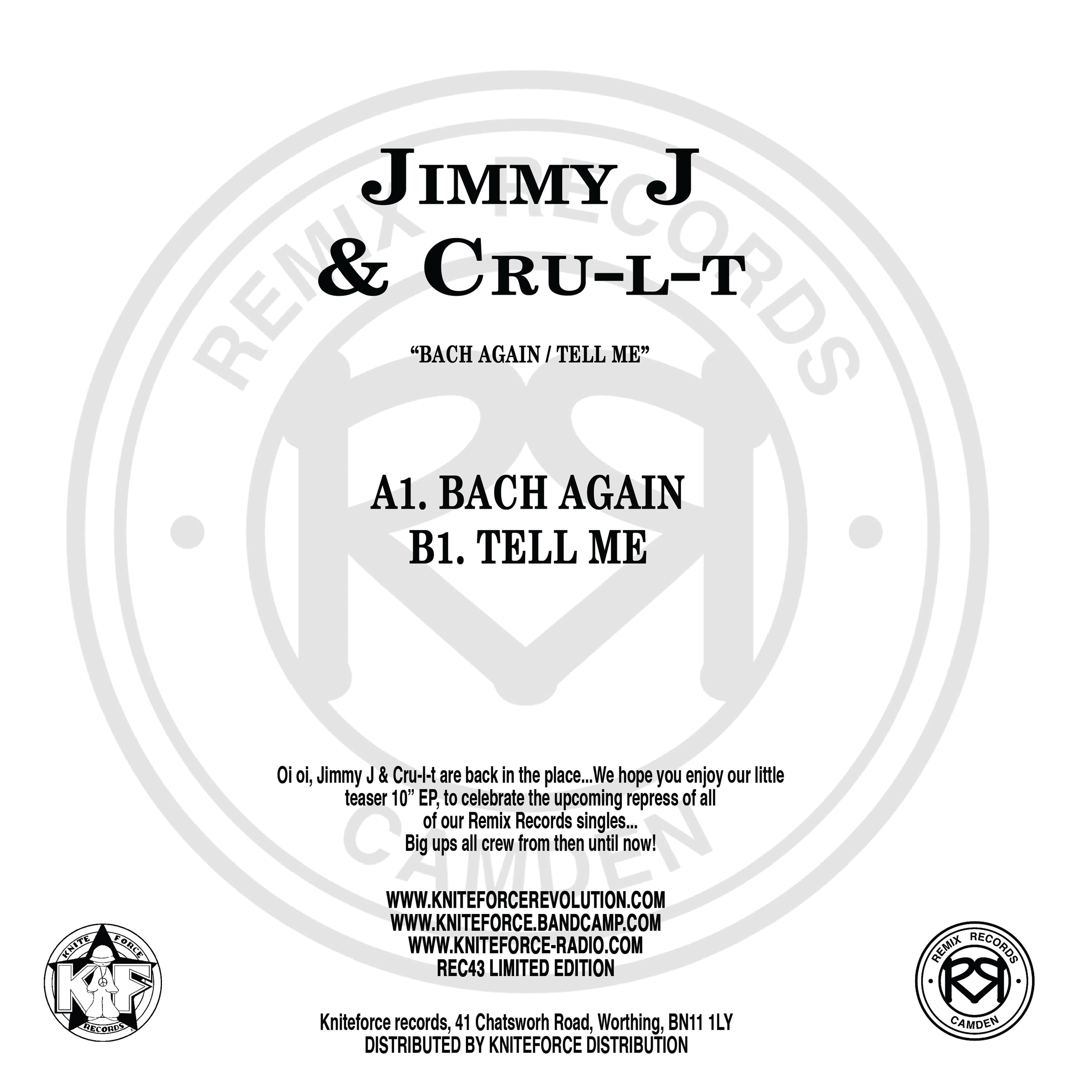 Jimmy J & Cru-l-t - Bach Again EP - Remix Records - REC43 - 10" Vinyl