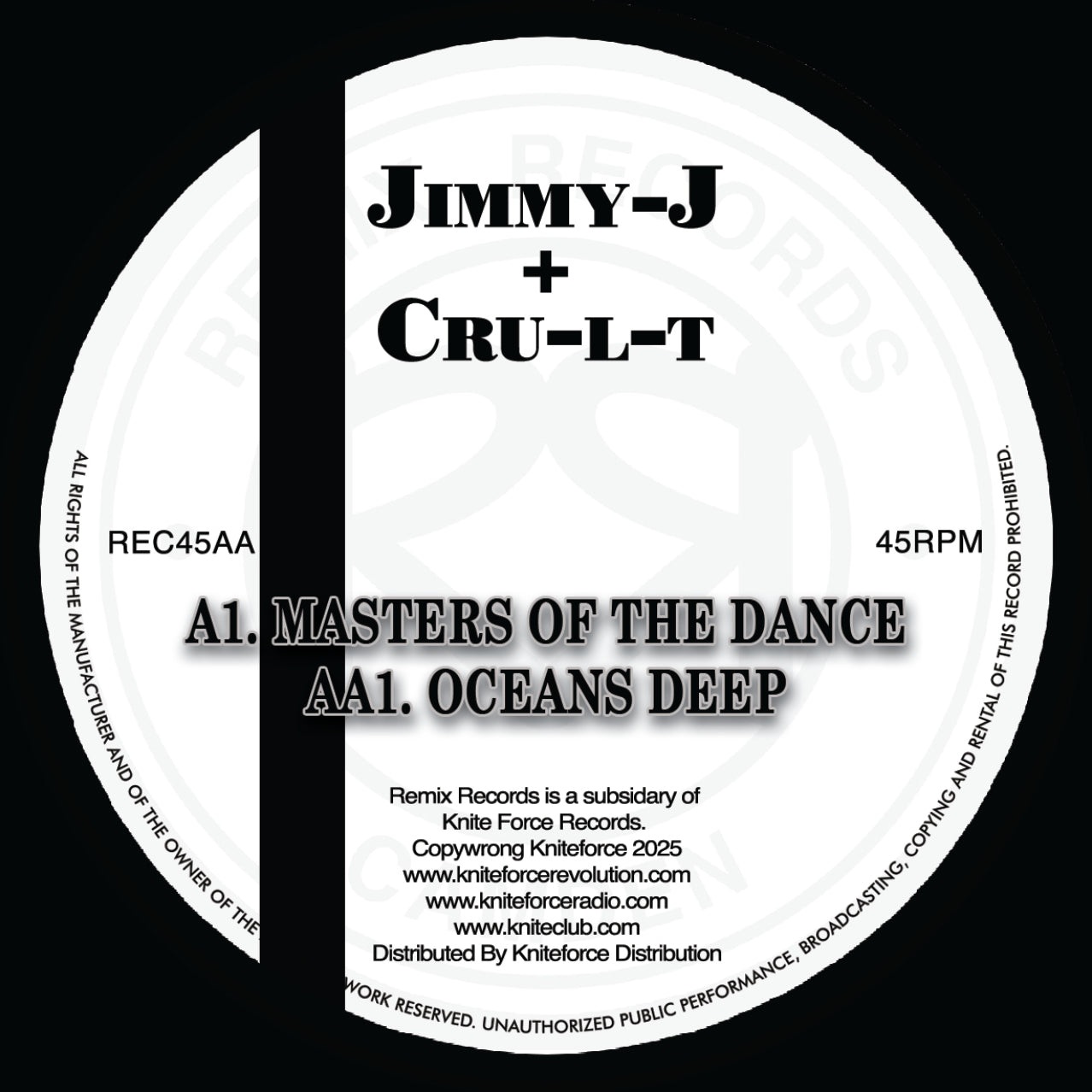 Jimmy J & Cru-L-T - Masters Of The Dance EP - Remix Records - REC45 - Old Skool - 12" Black Vinyl