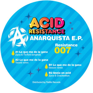 Zyco & TioToni - Acid Resistance - Anarquista EP - RESISTANCE007 - 12" Vinyl - Acid Techno- Columbian Import