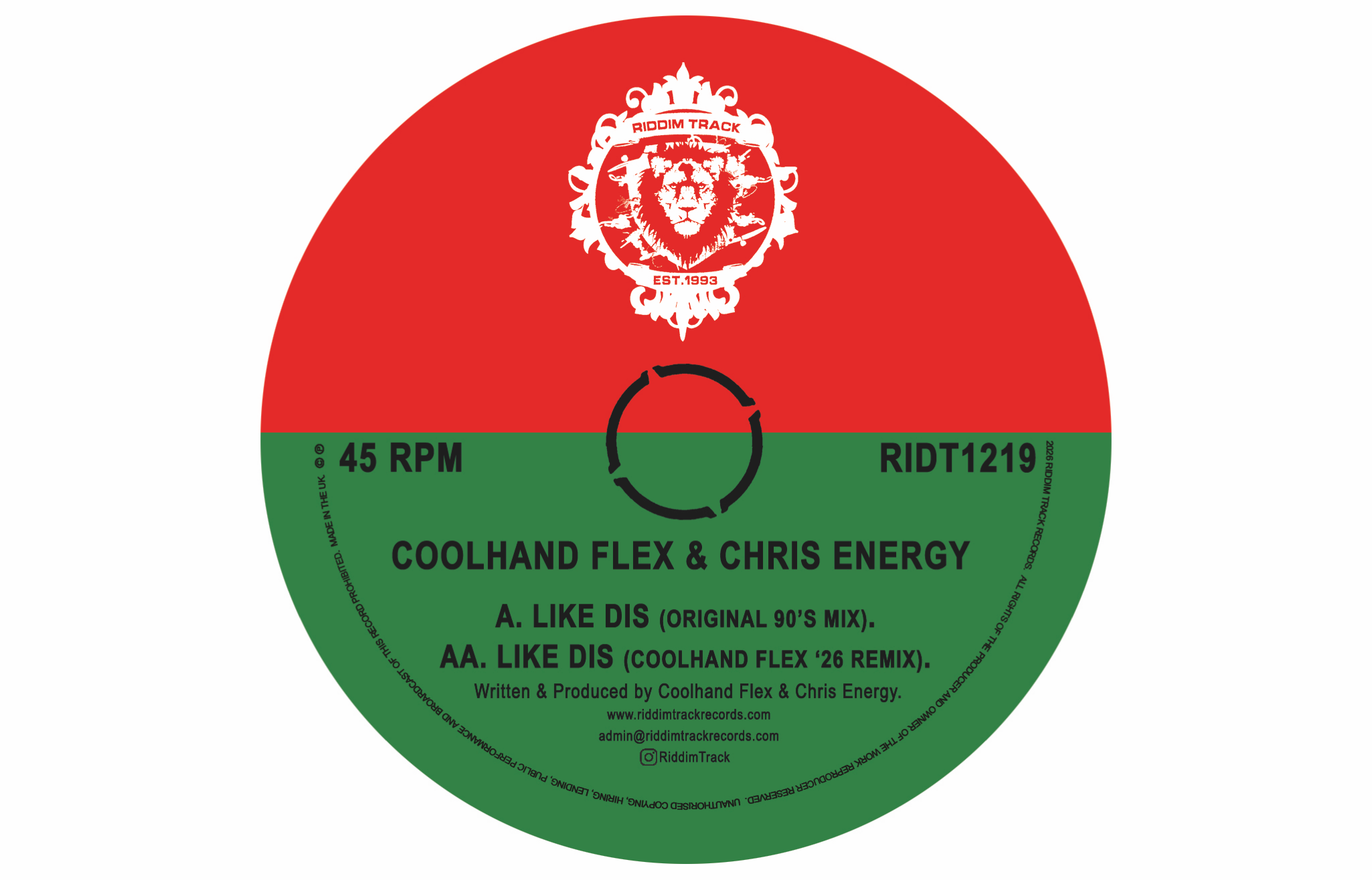 Cool Hand Flex & Chris Energy - Like Dis - RIDT1219 label