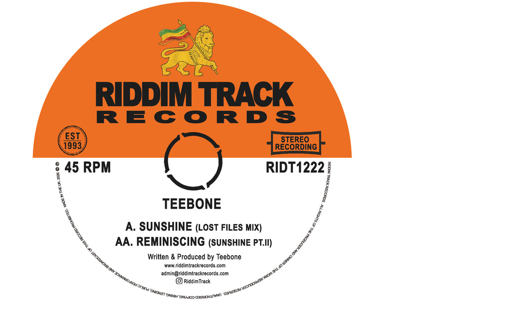 Teebone - Sunshine / Reminiscing - RIDT1222 label
