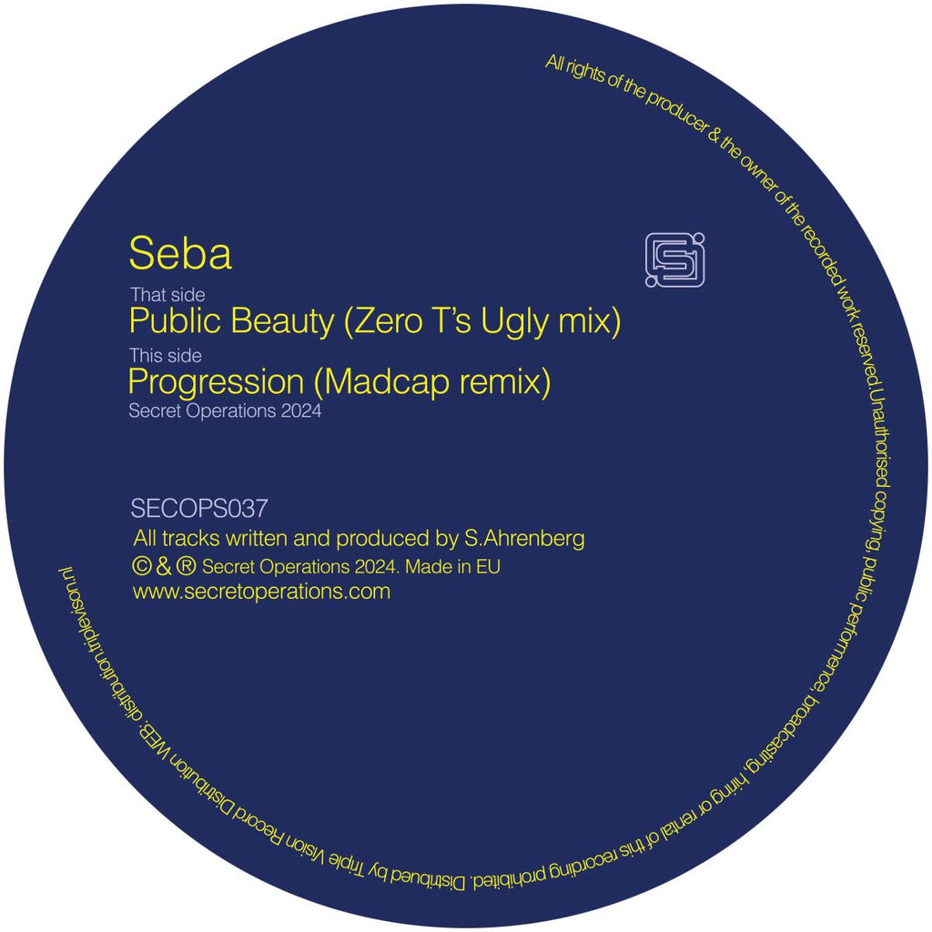 Seba -  Secret Operations - pUBLIC bEAUTY - Zero T & Madcap Remixes 1 - SECOPS037 - 12" Vinyl
