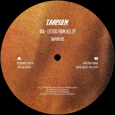 Taapion Records - BIIA - Letters From Hell EP  - Hard Techno French Import - 12