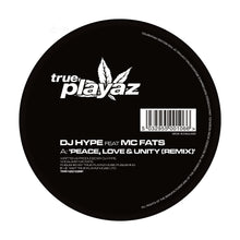 Load image into Gallery viewer, DJ Hype Feat MC Fats - Peace, Love &amp; Unity (Remix) - True Playaz Records - TPR12010RP - 12" Black Vinyl Version