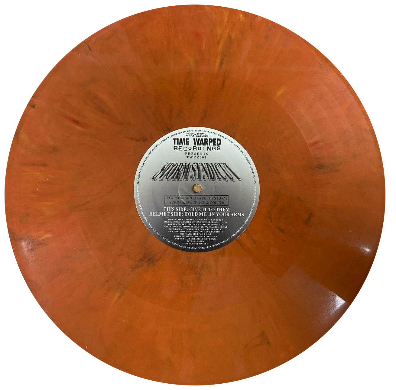 Storm Syndicut - Hold Me In Your Arms / Give It To Them - 1994 - remastered - Time Warped Recordings - TWRZ001 - Voodo Orange or Black Vinyl