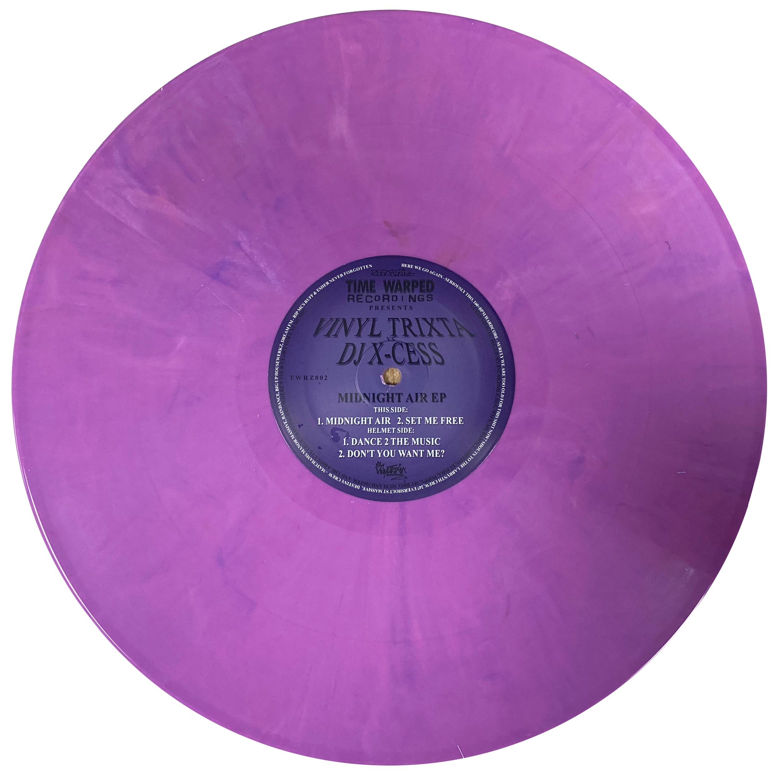 Vinyltrixta vs Dj X-cess - Midnight Air EP - Time Warped Recordings - TWRZ002 12" Raspberry Outburst or Black Vinyl + digi