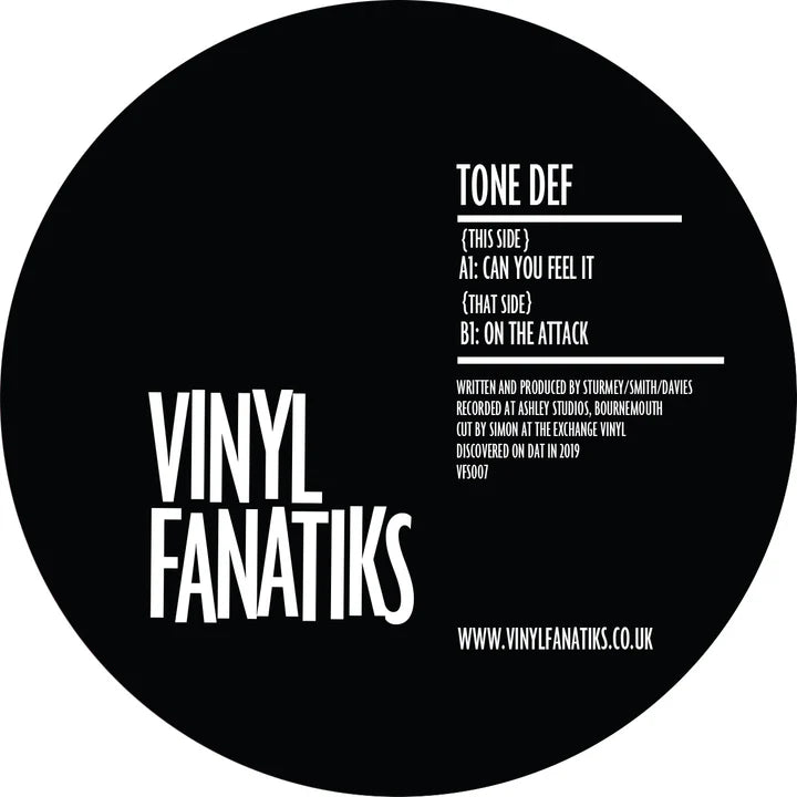 Tone Def ‘Can You Feel It/On The Attack’ Limited BLAck Vinyl – VFS007 - repress