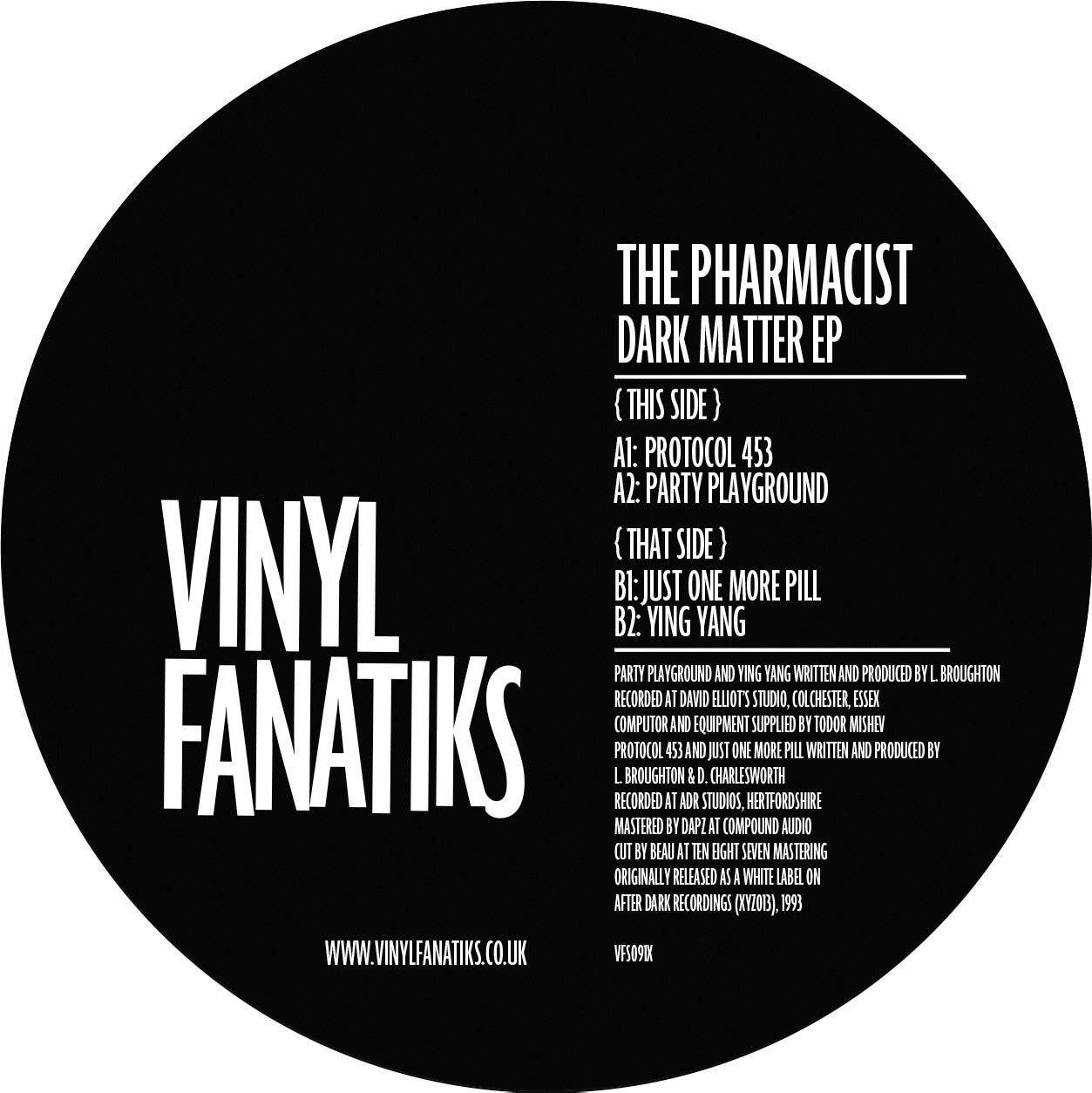 The Pharmacist AKA Dave Charlesworth - Dark Matter EP - VFS091X