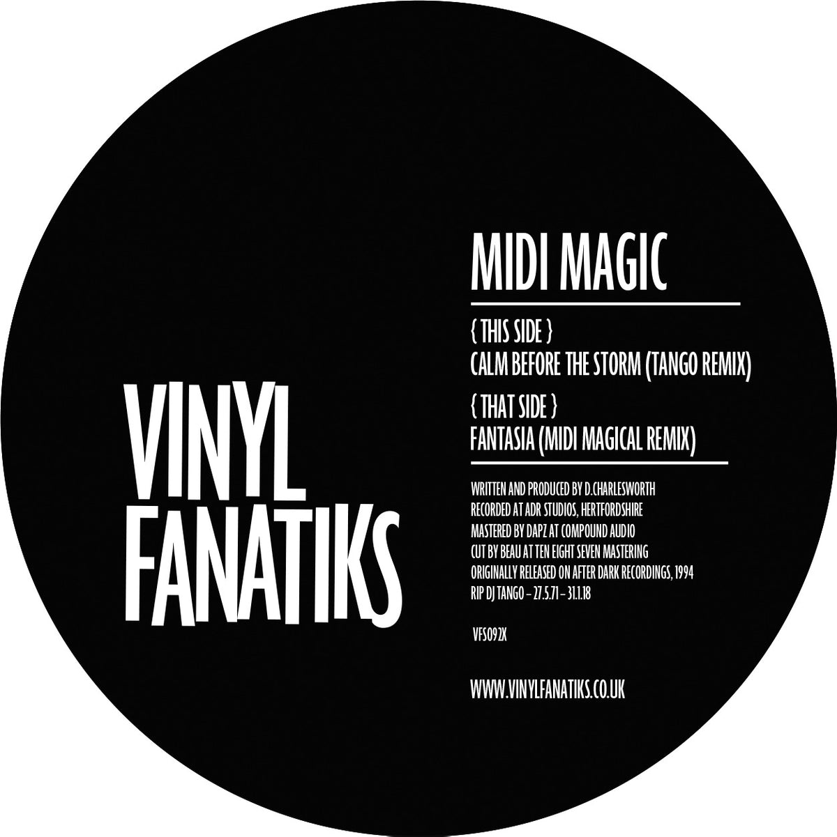 Midi Magic AKA Dave Charlesworth - Tango & Midi Magical Remixes - VFS092X label