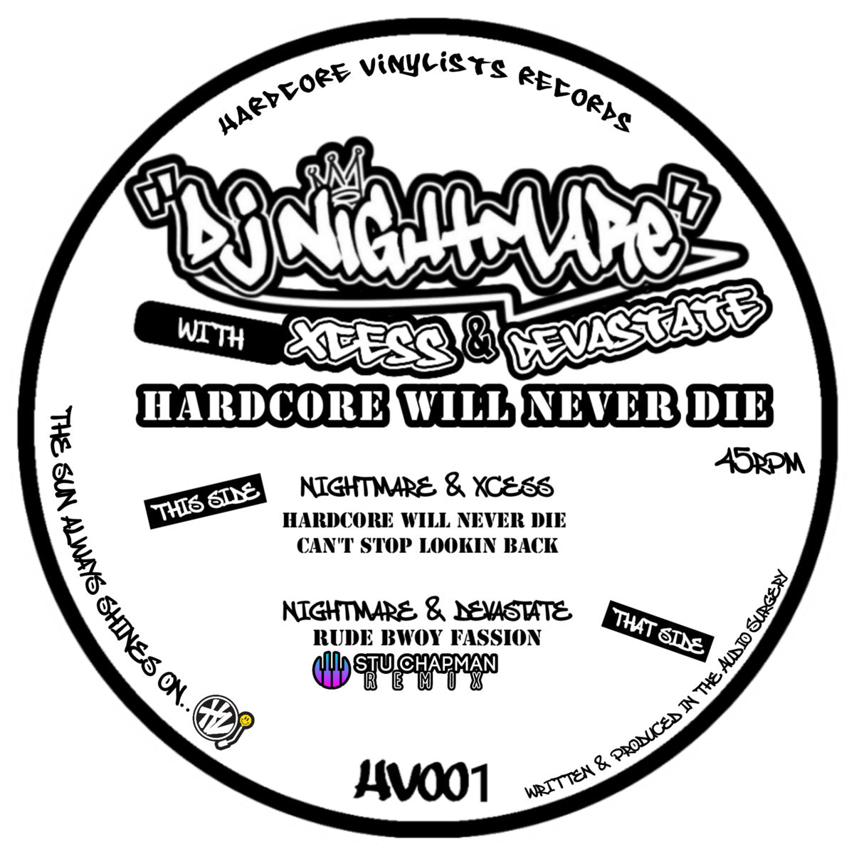 DJ Nightmare, Xcess + Devastate -  Hardcore Will Never Die EP -  Hardcore Vinylists -  12" vinyl -  HV001