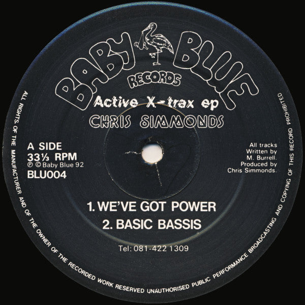 Chris Simmonds – Active X-Trax EP - Baby Blue Records - BLU004