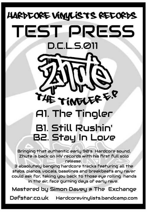++Exclusive Test Press++ Hardcore Vinylists - Tingler E.P. - Zhute  - 3 track 12" vinyl - DCLS011