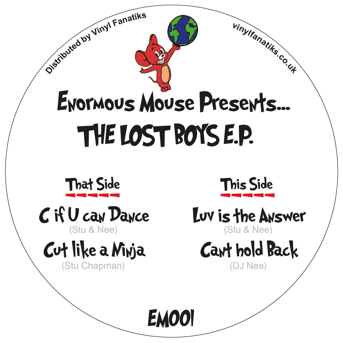 Stu & Nee - Enormous Mouse - The Lost Boys EP - EM-VFS001 - 12" Marbled Vinyl - Breakbeat / Hardcore