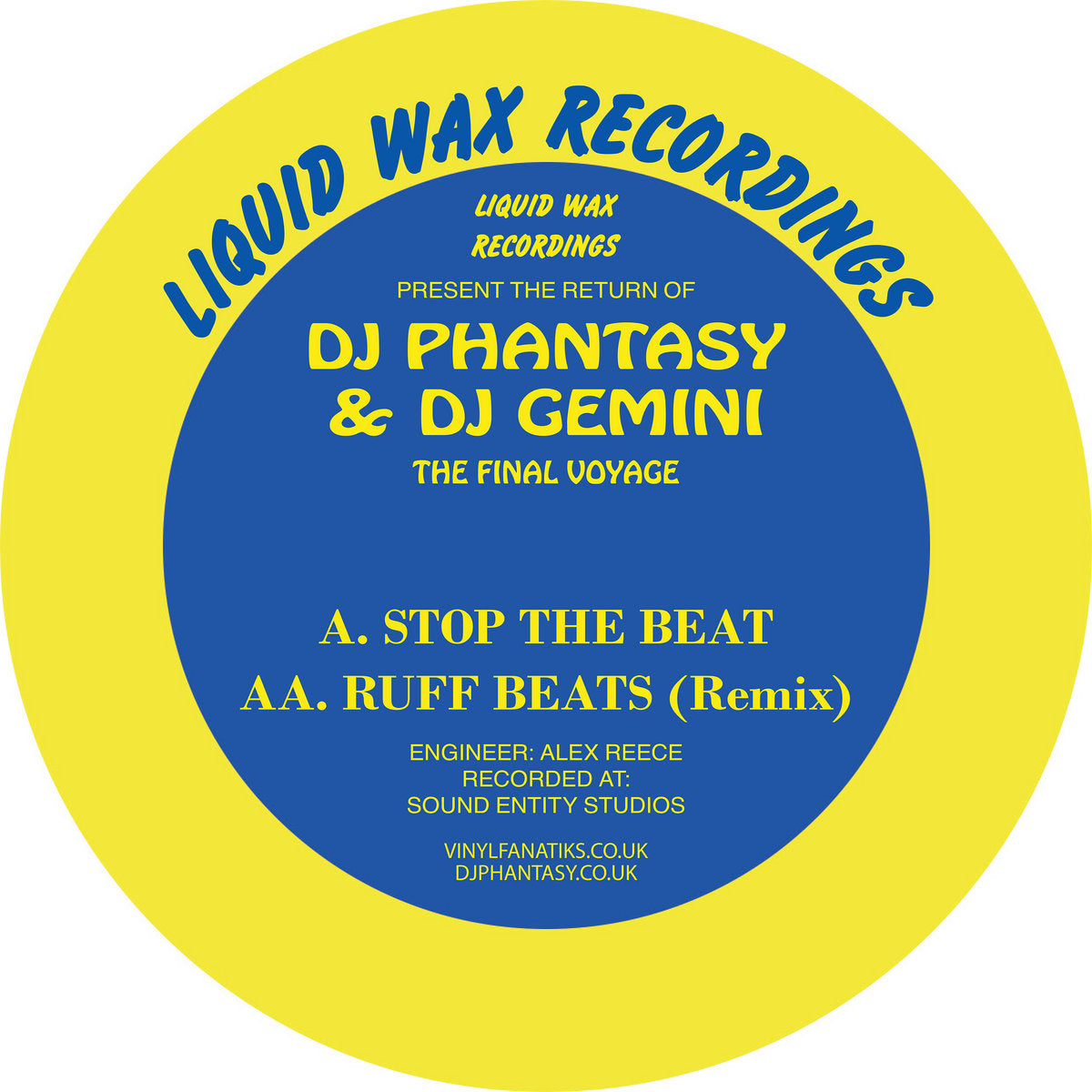 DJ Phantasy & Gemini - The Final Voyage - Liquid Wax Recordings - HAN032 - 12" Yellow Vinyl - Vinyl -  Very Good Plus (VG+)