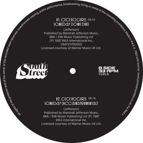 Ce Ce Rogers - Someday (SWEET HARMONY ORIGINAL VOCAL) - SOUTH STREET  - 12" Vinyl  - SOUTH005 -  House