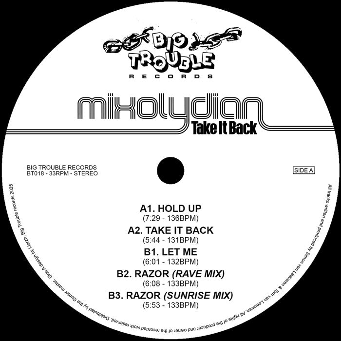 Mixolydian - Take It Back EP - Big Trouble - BT018 - Deep House, Deep Tech - 12