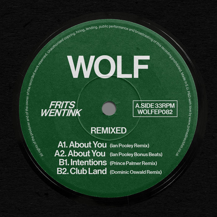Frits Wentink - Remixed - Wolf Music - WOLFEP082 - Deep House - 12" Vinyl