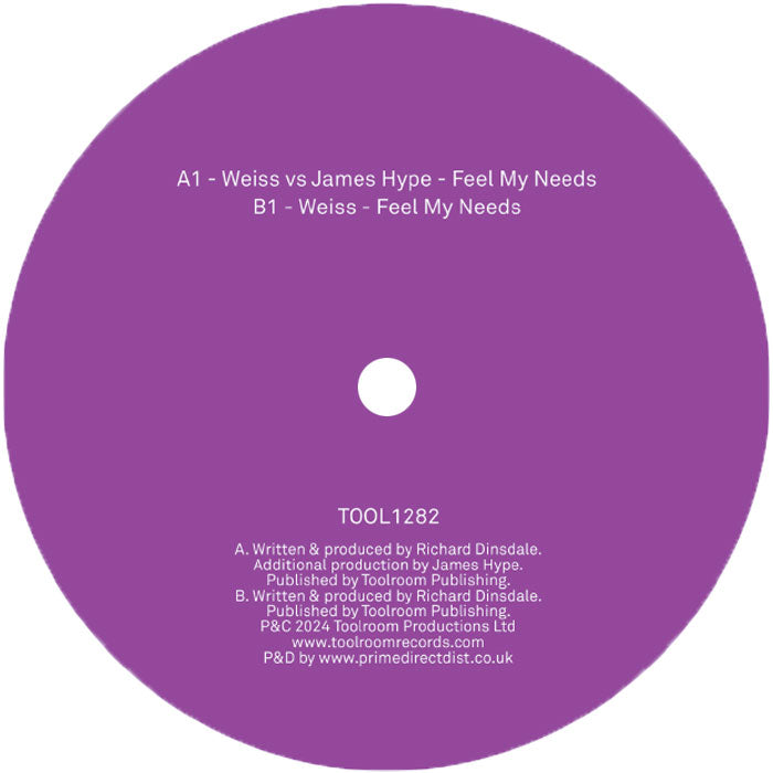 Weiss Vs James Hype - Feel My Needs - TOOLROOM RECORDS - TOOL1282 - 12" Vinyl - House