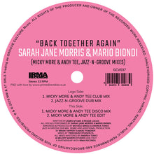 Load image into Gallery viewer, Sarah Jane Morris &amp; Mario Biondi - Back Together Again (Micky More &amp; Andy Tee, Jazz-N-Groove Mixes) - Groove Culture - GCV037 - Nu Disco, Disco, House - 12" Vinyl