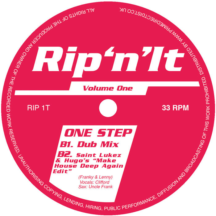 Rip ‘n’ It - One Step - Rip ‘n’ It - RIP1T - 12" Vinyl - Soulful, Deep House