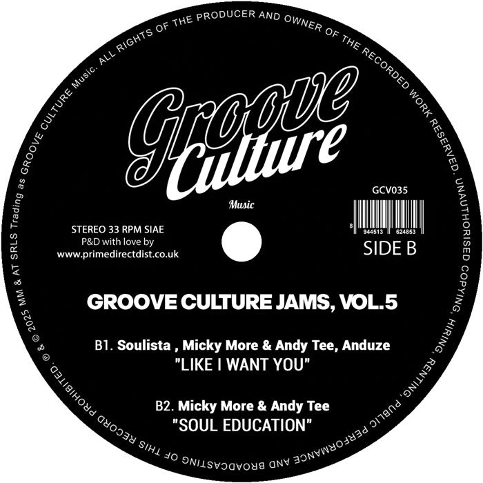 Micky More & Andy Tee - Groove Culture Jams Vol.5 - Groove Culture - GCV035 - House, Nu Disco