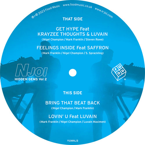 NJoi - Hidden Gems Vol. 2  Get Hype (Feat. Krayzee Thoughts & Luvain) /Feelings Inside (Feat. Saffron) -Food Music - 12" Vinyl - YUMNJ3