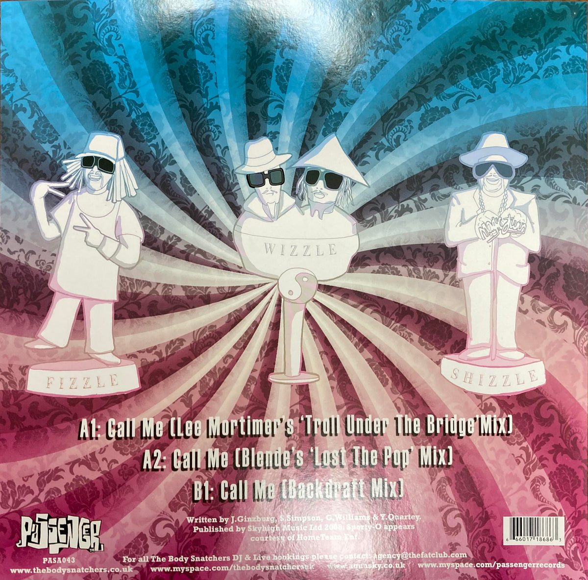 The BODY SNATCHERS feat SPORTY O & YOLANDA - Call Me - Passenger Records - Pasa043 - 12" Vinyl