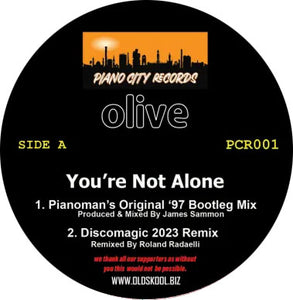 Pianoman - Olive - Not Alone (Pianoman 97 Remix) - Piano City Records -  12" Vinyl -  ltd - PCR001