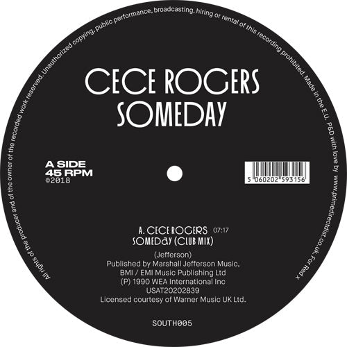 Ce Ce Rogers - Someday (SWEET HARMONY ORIGINAL VOCAL) - SOUTH STREET  - 12" Vinyl  - SOUTH005 -  House