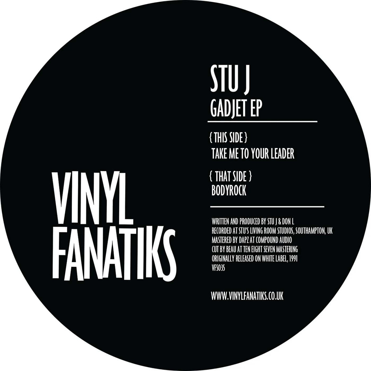 Stu J - Take Me To Your Leader / Bodyrock - Vinyl Fanatiks - VFS035 - 12" Smoked Green Vinyl - Vinyl -  Very Good Plus (VG+)