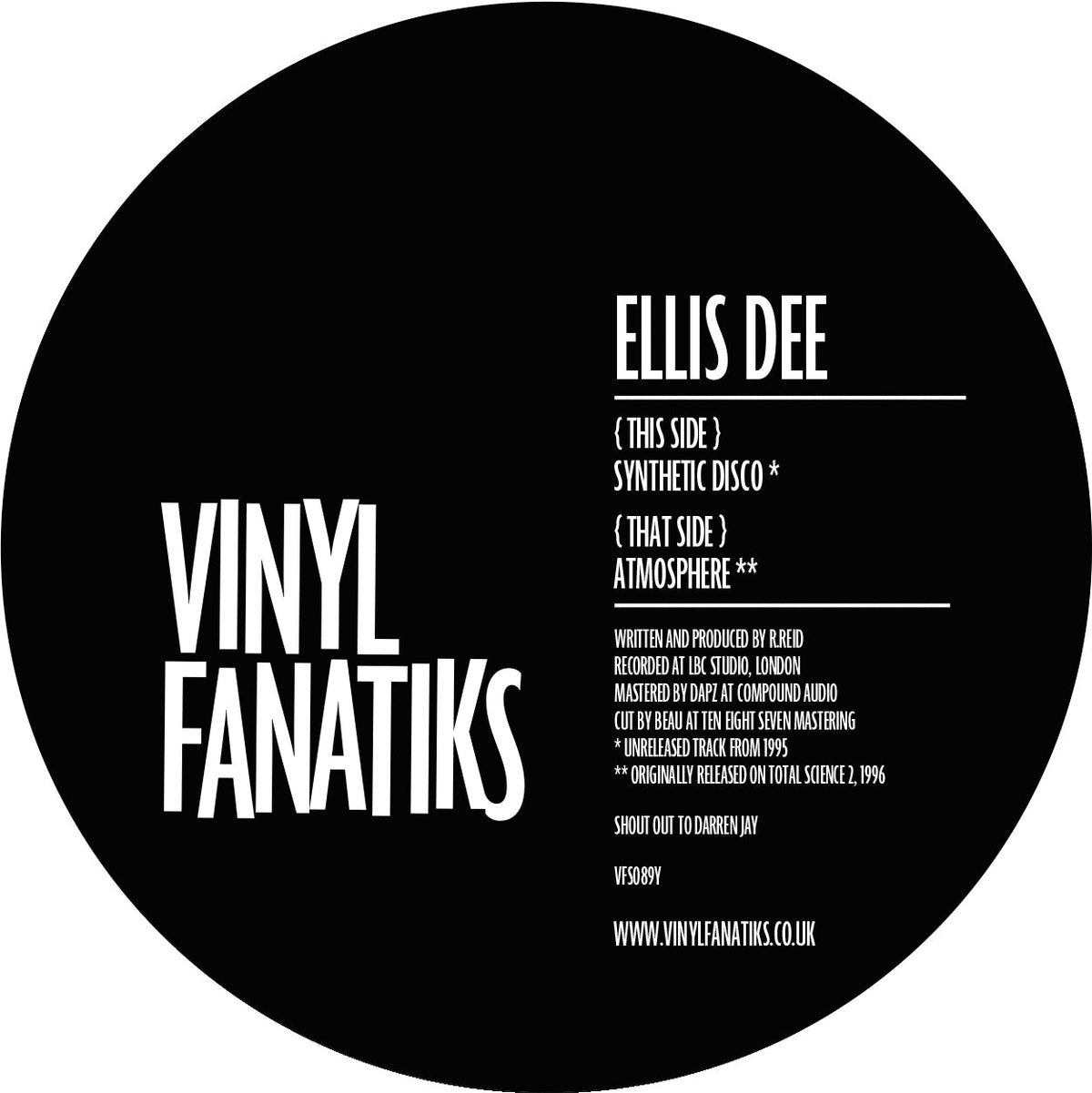 Ellis Dee - Synthetic Disco / Atmosphere - VFS089Y  - Vinyl Fantiks - 12" Vinyl