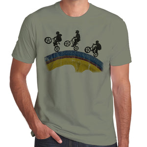 Sillouette BMX Wheel Riders distressed print T-Shirt 100% Cotton