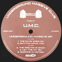 Load image into Gallery viewer, U.M.C. ‎– Underground Massive EP - Eden-Hardcore Records ‎– EDEN 003 5 track 12&quot; vinyl