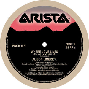 Alison Limerick - Where Love Lives - ARISTA RECORDS - PR65025P  - 12" vinyl
