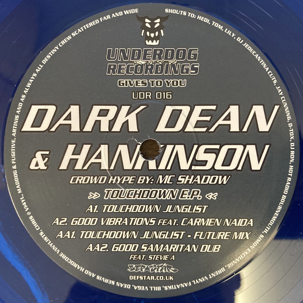 Digital Pack> Dark Dean & Hankinson - Touchdown EP - MC Shadow, Stevie A, Carmen Naida - Underdog Recordings - UDR 016D - 4 full length mp3s